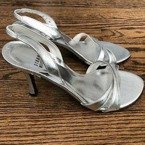 Stuart Weitzman Silver Leather Strappy Sandal